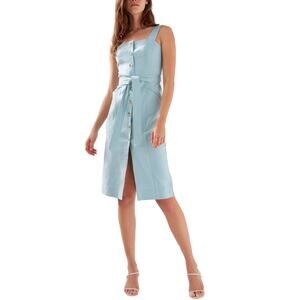 Aritzia Babaton baby blue Kofi Belted Button-Front Dress size 4 / small